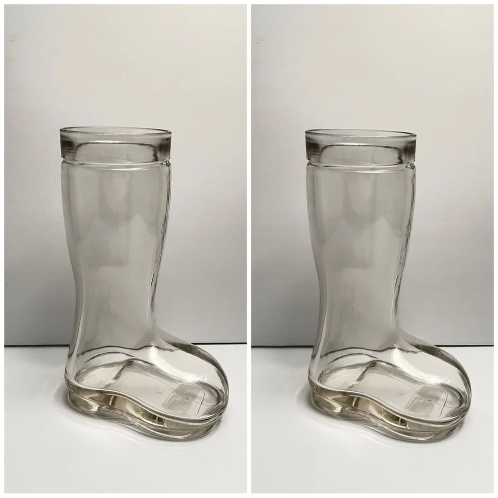 Target Vintage Clear Glass Boot Vase / Boot Shaped Drinking Glass. 9” Tall. BNWT